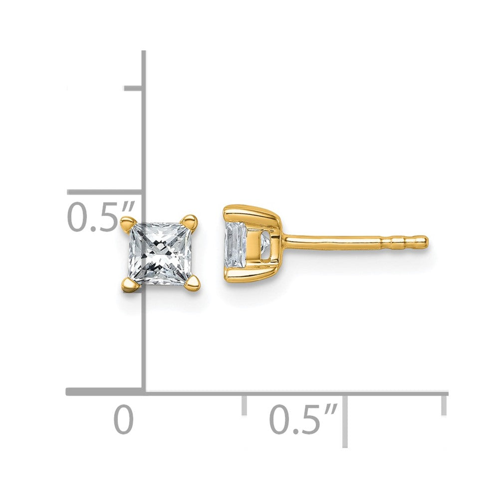 14k Yellow Gold 3/4 ctw Lab Grown Diamond VS+ F+ Princess 4 Prong Heavy Wt. Stud Earrings