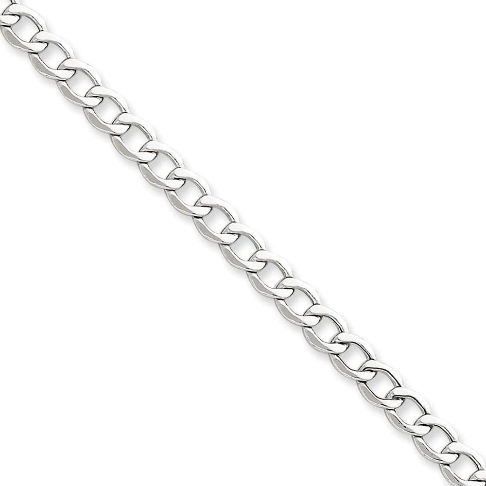 14K White Gold 18 inch 5.25mm Semi-Solid Curb with Lobster Clasp Chain