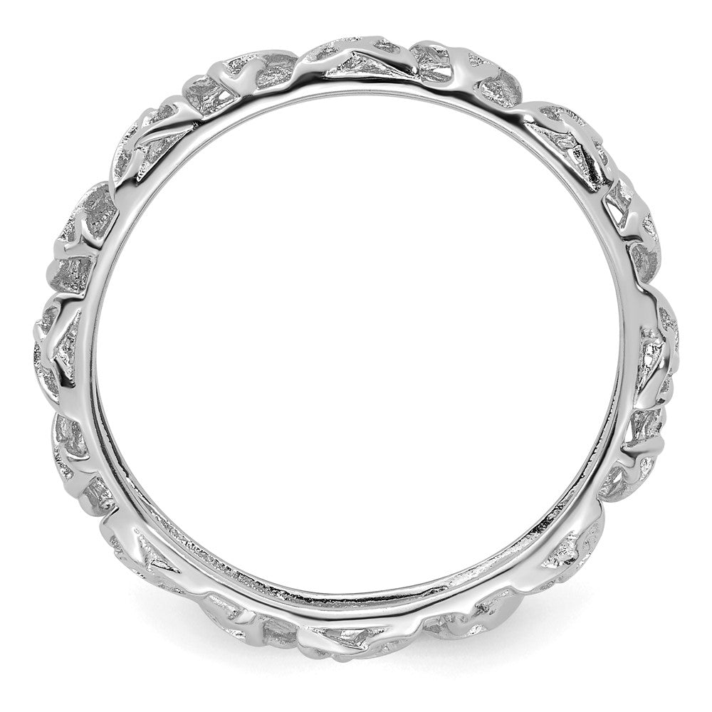 Sterling Silver Stackable Expressions Rhodium Celtic Knot Ring Size -9