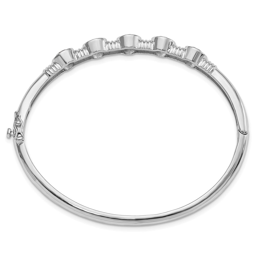 Sterling Silver Rhodium-plated Amethyst Hinged Bangle 7.25 inches