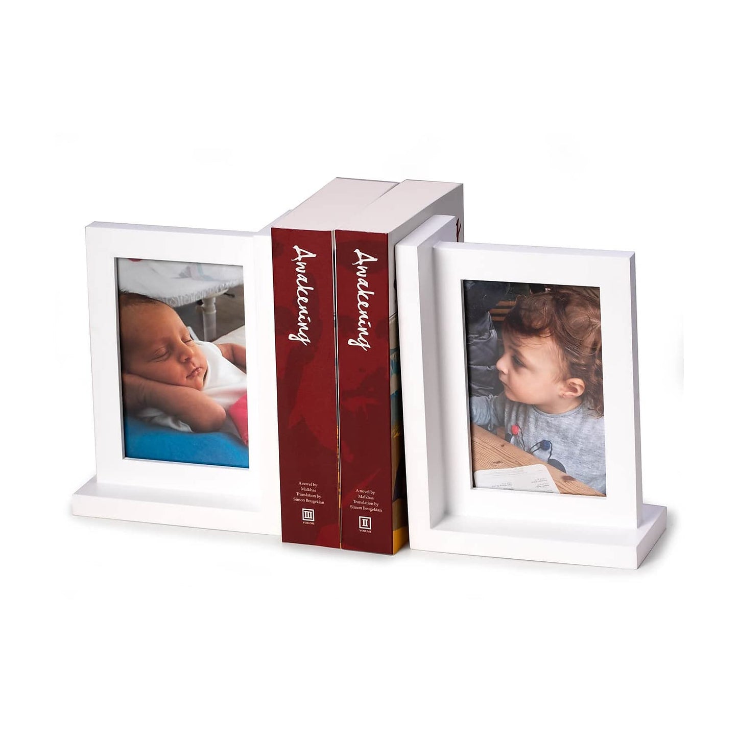 Kennedy Solid Wood White Picture Frame Book End
