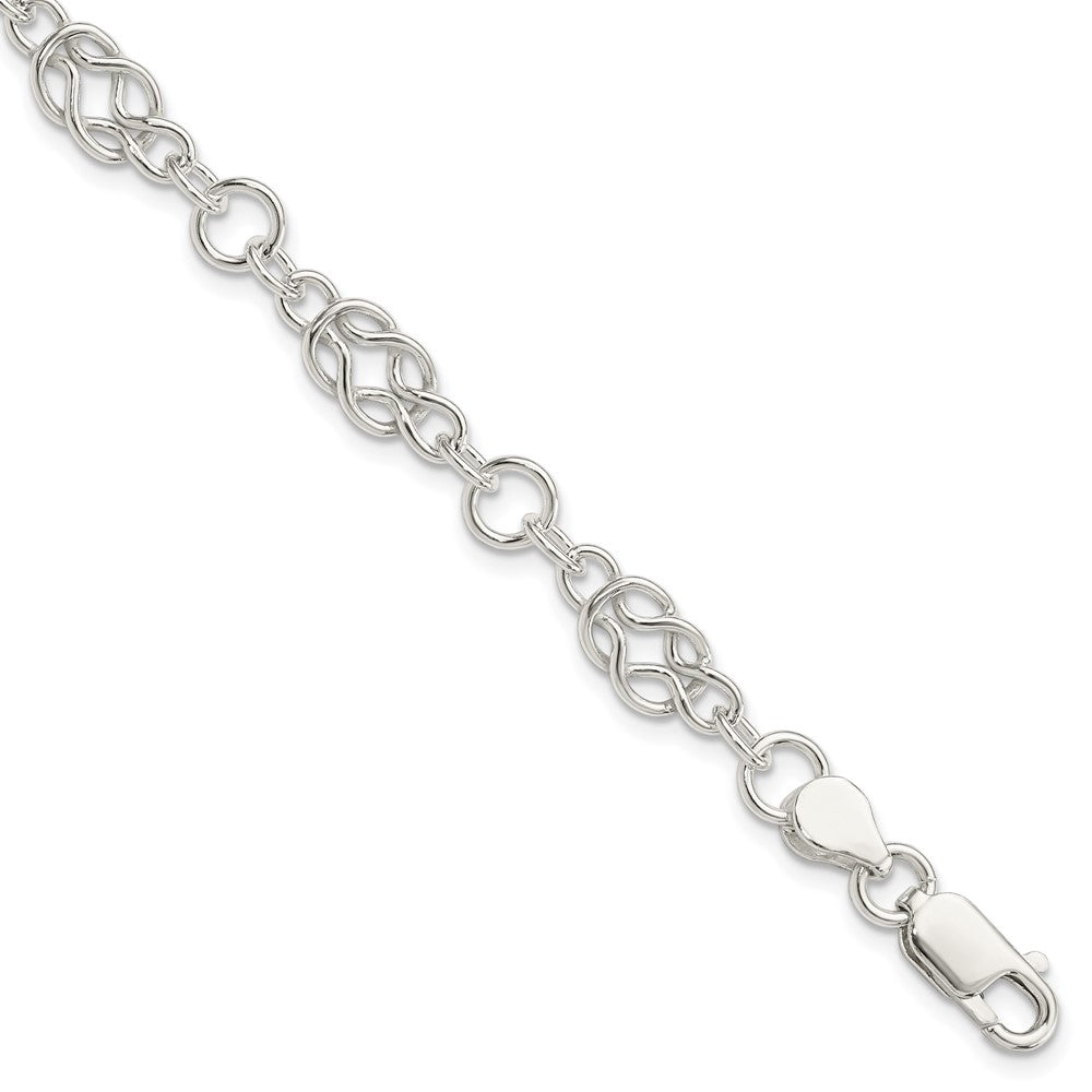 Sterling Silver 7.5inch Polished Fancy Knot-Link Bracelet 7.5 inches