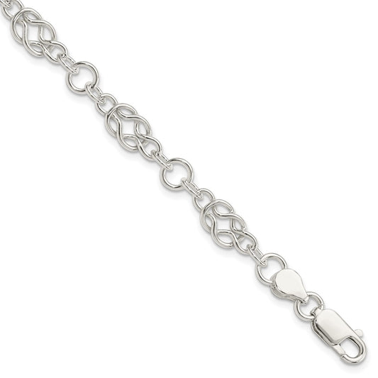 Sterling Silver 7.5inch Polished Fancy Knot-Link Bracelet 7.5 inches