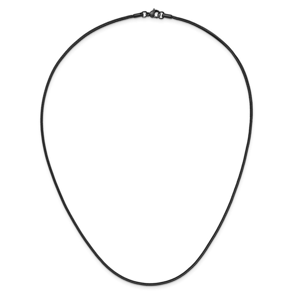 Chisel Stainless Steel Polished Black IP-plated 1.5mm 20 inch Square Wheat Chain