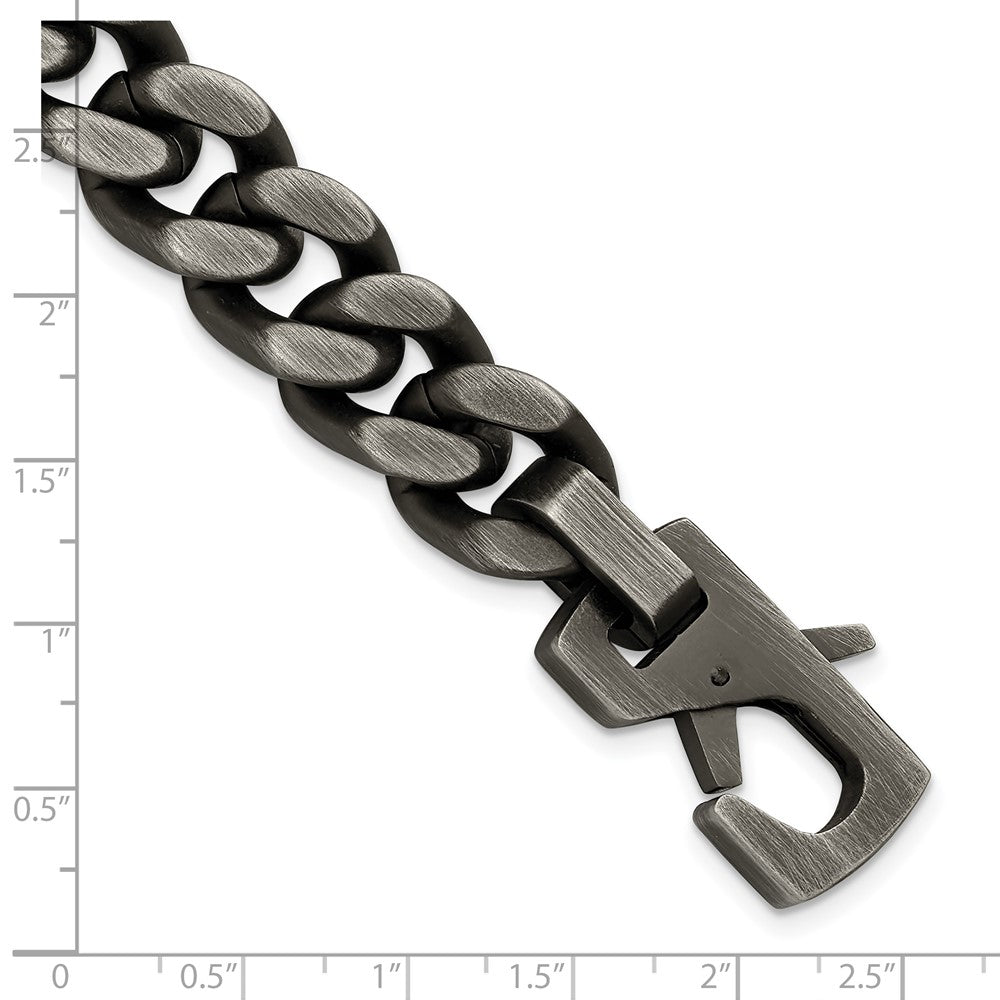 Chisel Stainless Steel Antiqued and Brushed 14mm Curb Link 8.75 inch Bracelet 8.75 inches