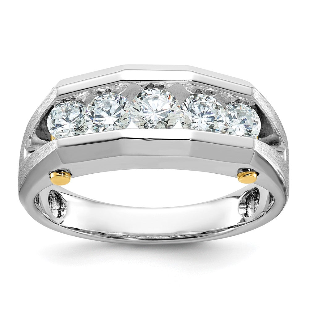 IBGoodman 14k Two-tone Men's Polished and Satin Cut-Out 5-Stone Ring Mounting