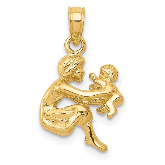 14k Mother holding child Pendant
