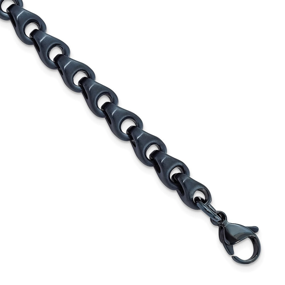 Stainless Steel Brushed Dark Grey/Blue IP-plated 5.75mm 8.5in Bracelet 8.5 inches