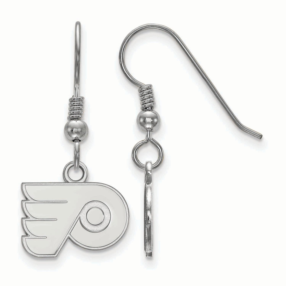 Sterling Silver Rhodium Plated NHL Philadelphia Flyers XS Dangle Earrings