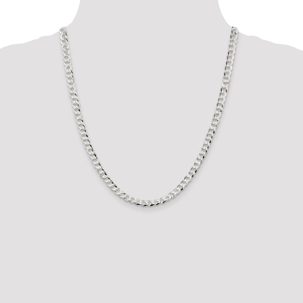 Sterling Silver 5.75mm Flat Curb Chain 22 Inches