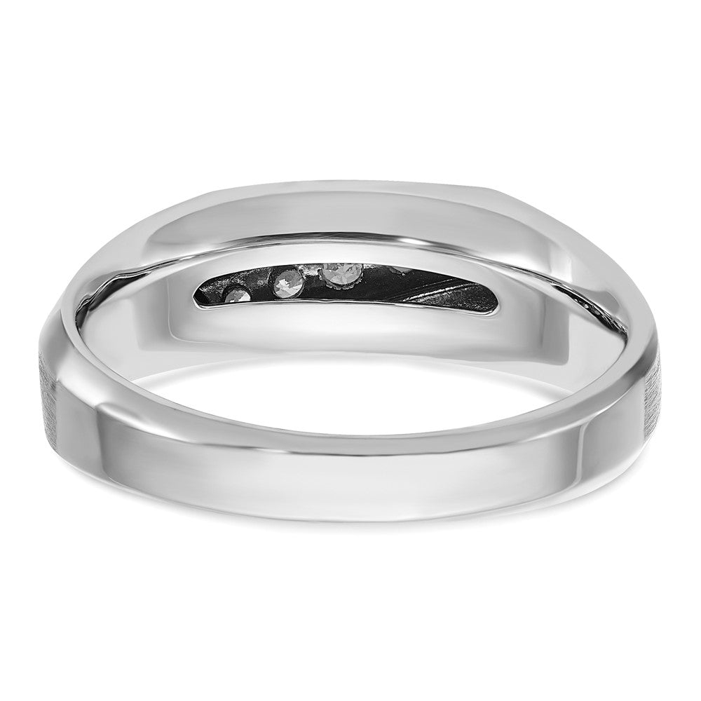 IBGoodman 14k White Gold Men's Polished and Satin 5-Stone 1/4 Carat AA Quality Diamond Ring Size 10