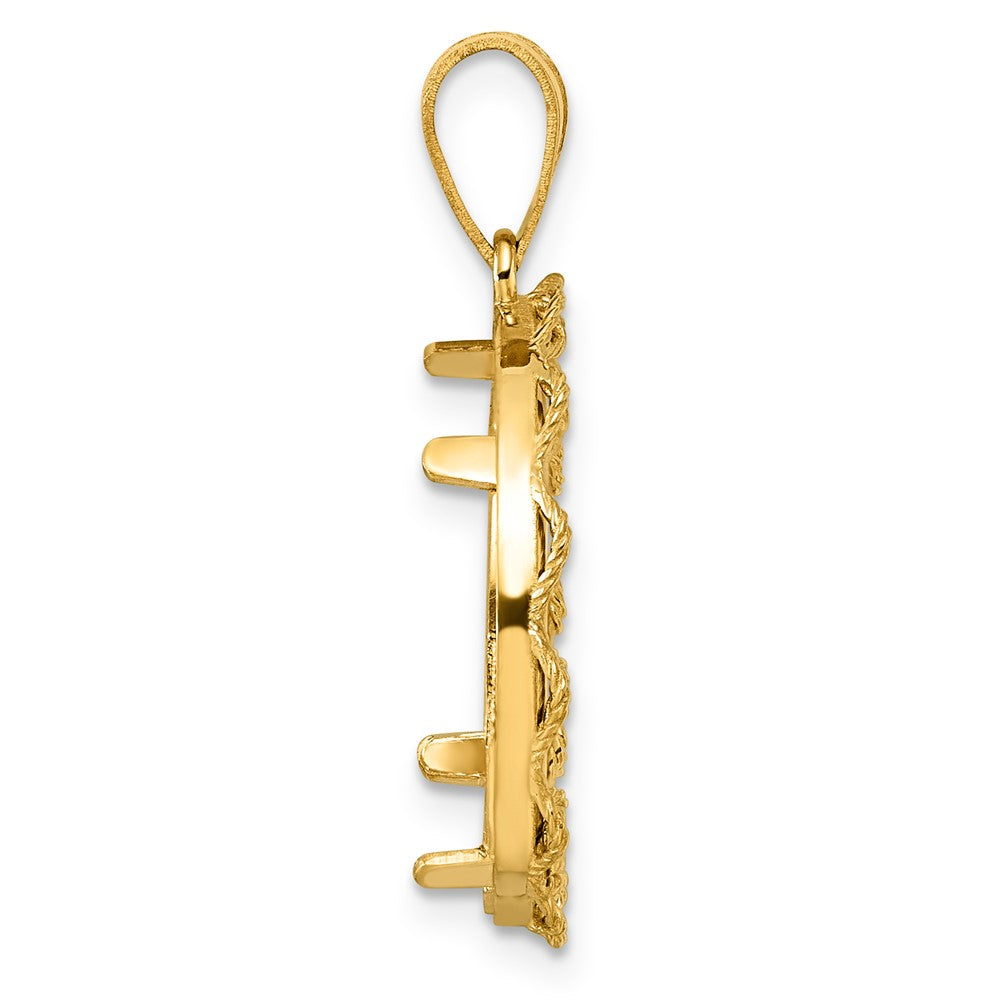 14k Polished Rope with 18.0mm Prong Coin Bezel Pendant
