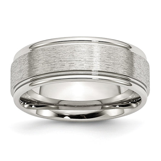 Chisel Stainless Steel Brushed and Polished 8mm Grooved Edge Band