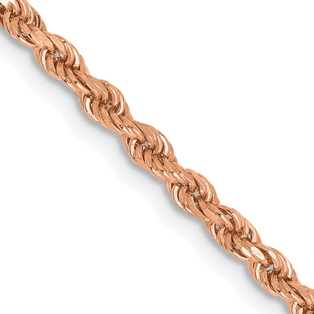 14K Rose Gold 18 inch 2.25mm Diamond-cut Rope with Lobster Clasp Chain