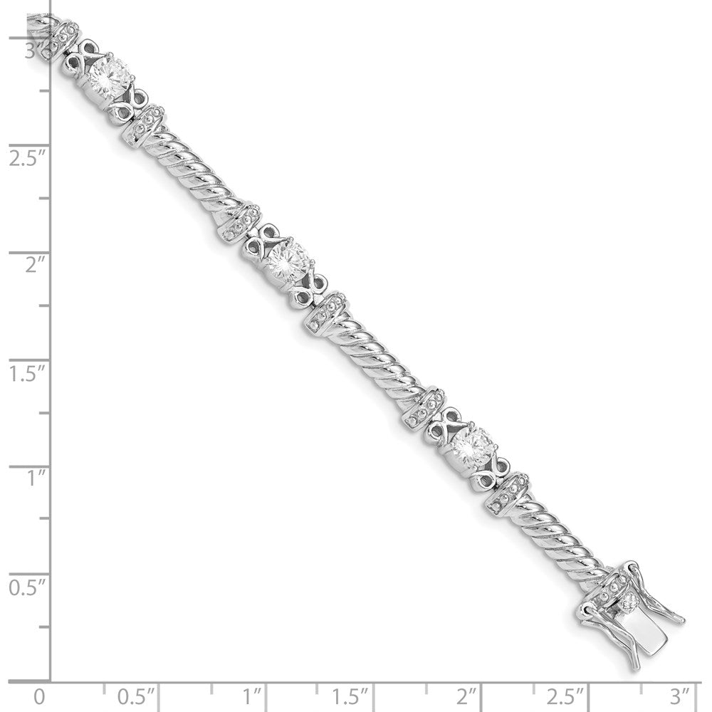 Sterling Silver Rhodium-plated CZ Bracelet 7 inches