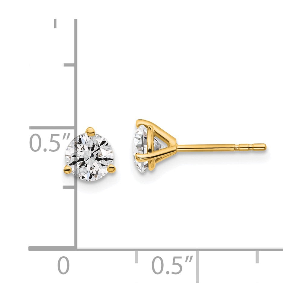 14k Yellow Gold 1 ctw Lab Grown Diamond VS+ F+ Round 3 Prong Heavy Wt. Stud Earrings