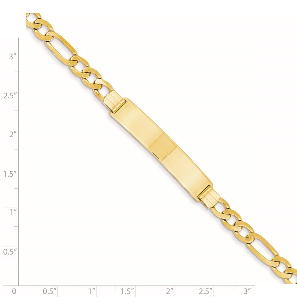 14k Polished Solid Chain/Solid Plate Figaro Link 39x8mm Plate8 inch ID Bracelet