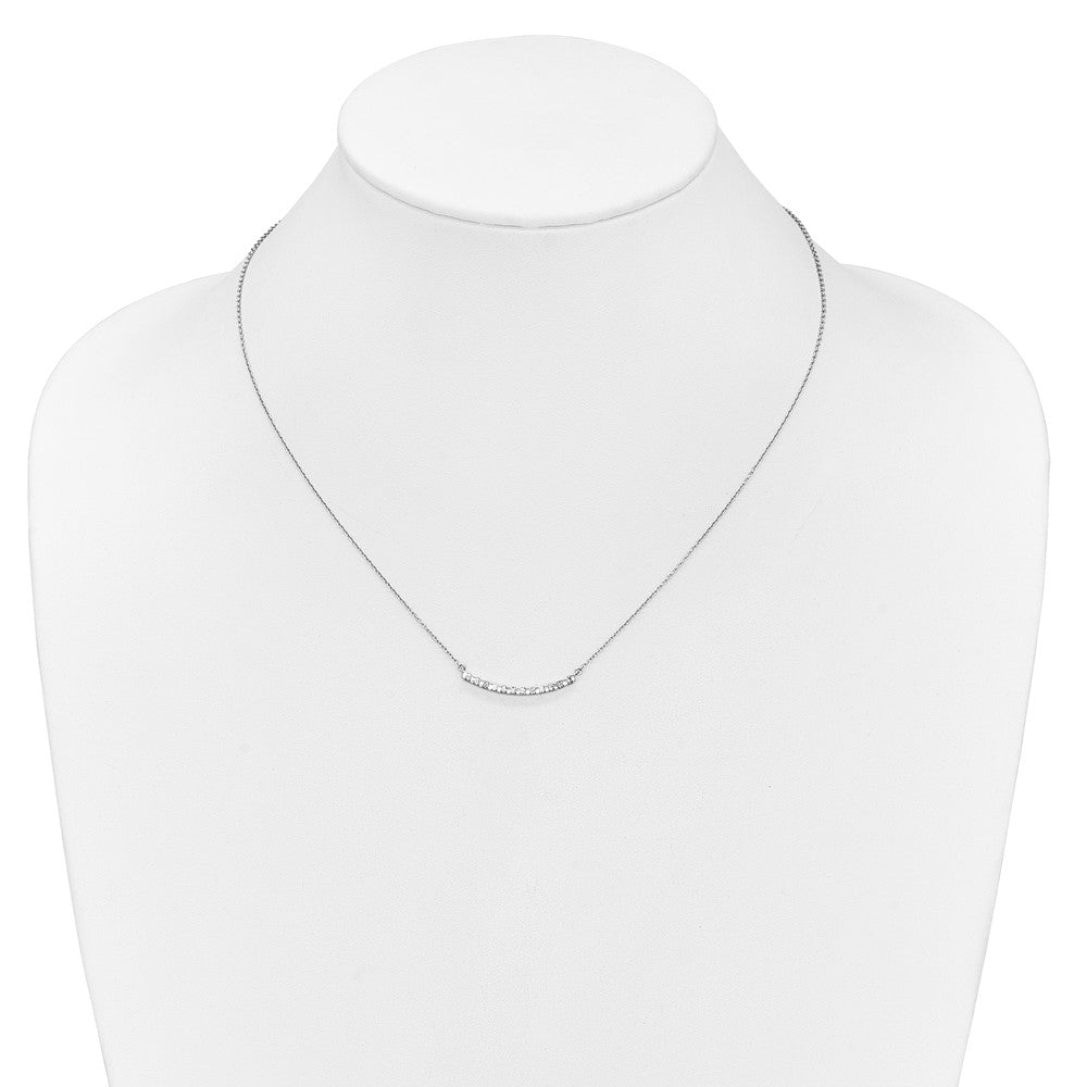 14k White Gold Diamond Curved Bar 18 inch Necklace