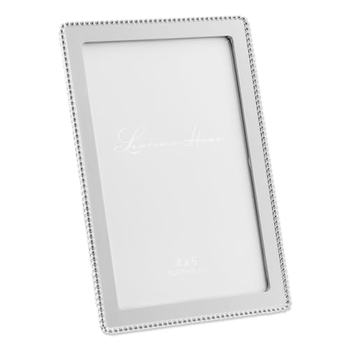 Silver Metal 4x6 Picture Frame with Delicate Outer Border of Beads