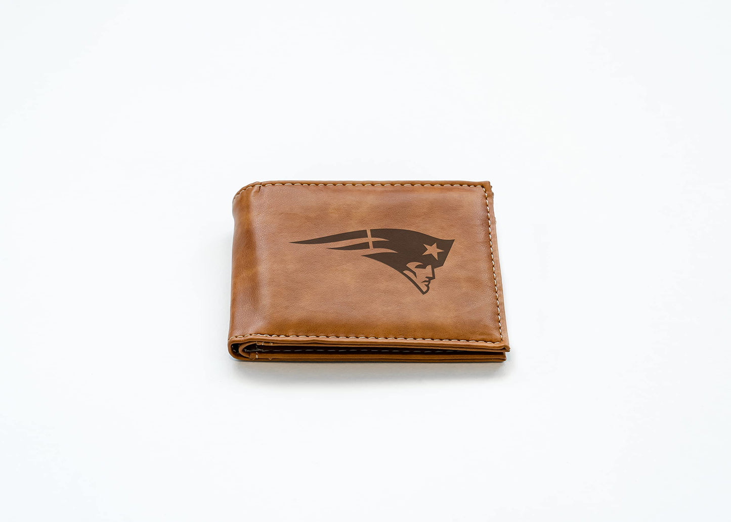 New England Patriots Brown Laser Engraved Bill-fold Wallet - Slim Design - Great Gift