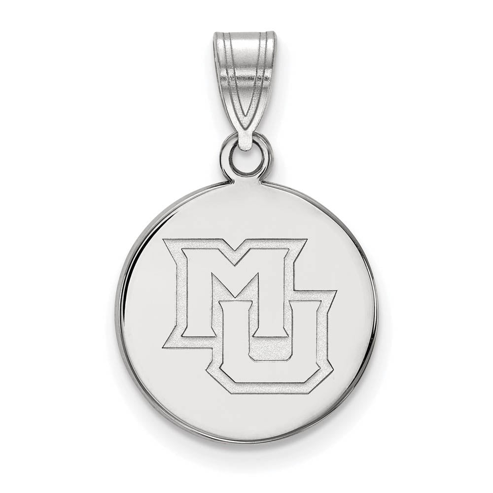 LogoArt Sterling Silver Marquette University Medium Disc Pendant Necklace