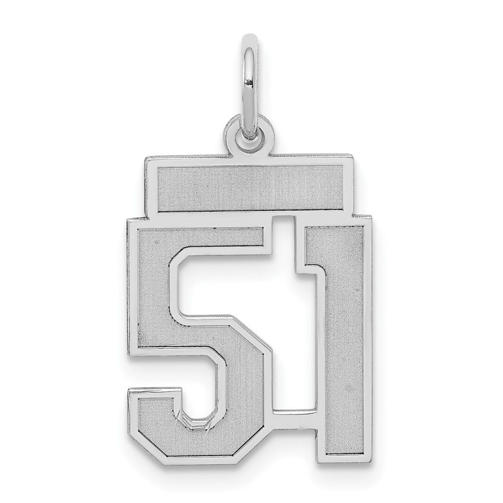 Sterling Silver/Rhodium-plated Satin Number 51 Charm