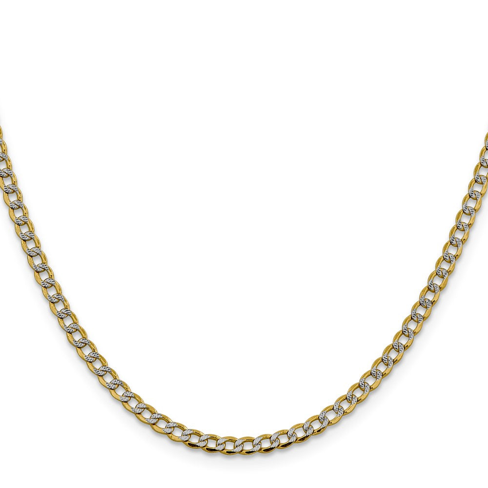 14K 18 inch 3.4mm Semi-Solid with Rhodium Pav‚ Curb with Lobster Clasp Chain