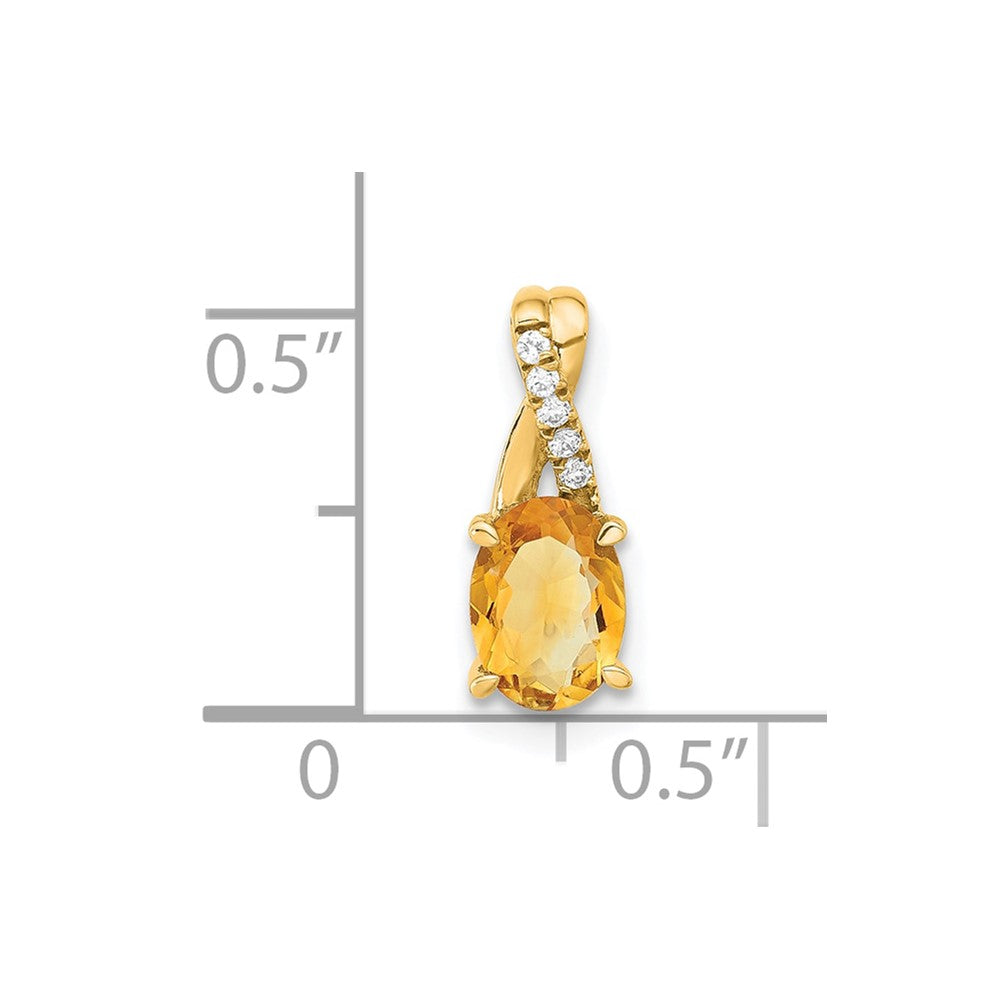 14K Oval Citrine and Diamond Pendant