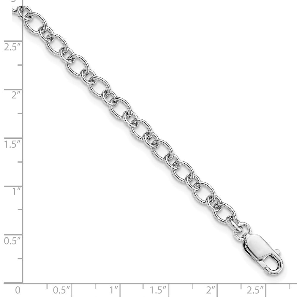 Amore La Vita Sterling Silver Rhodium-plated Polished 5.25mm Oval and Round Link with Lobster Clasp 10 inch Charm Anklet 10 inches
