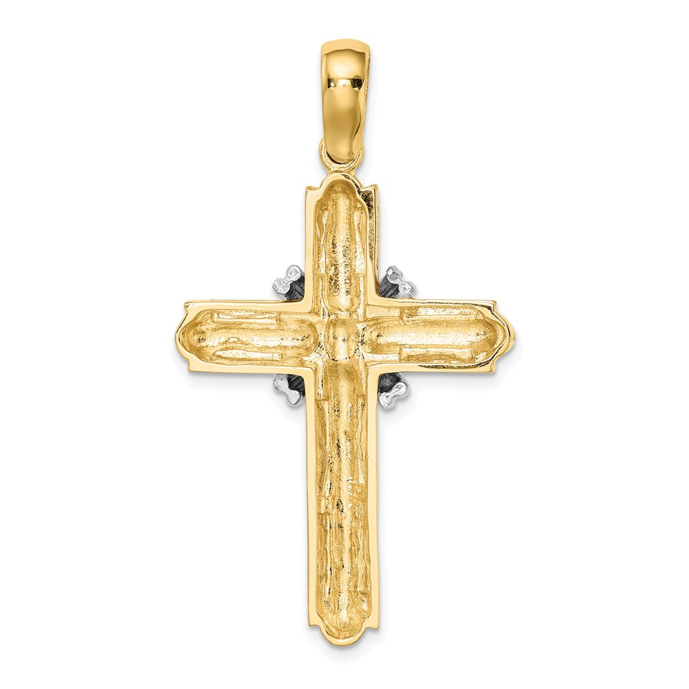 14K Two-tone  X  Center Polished Cross