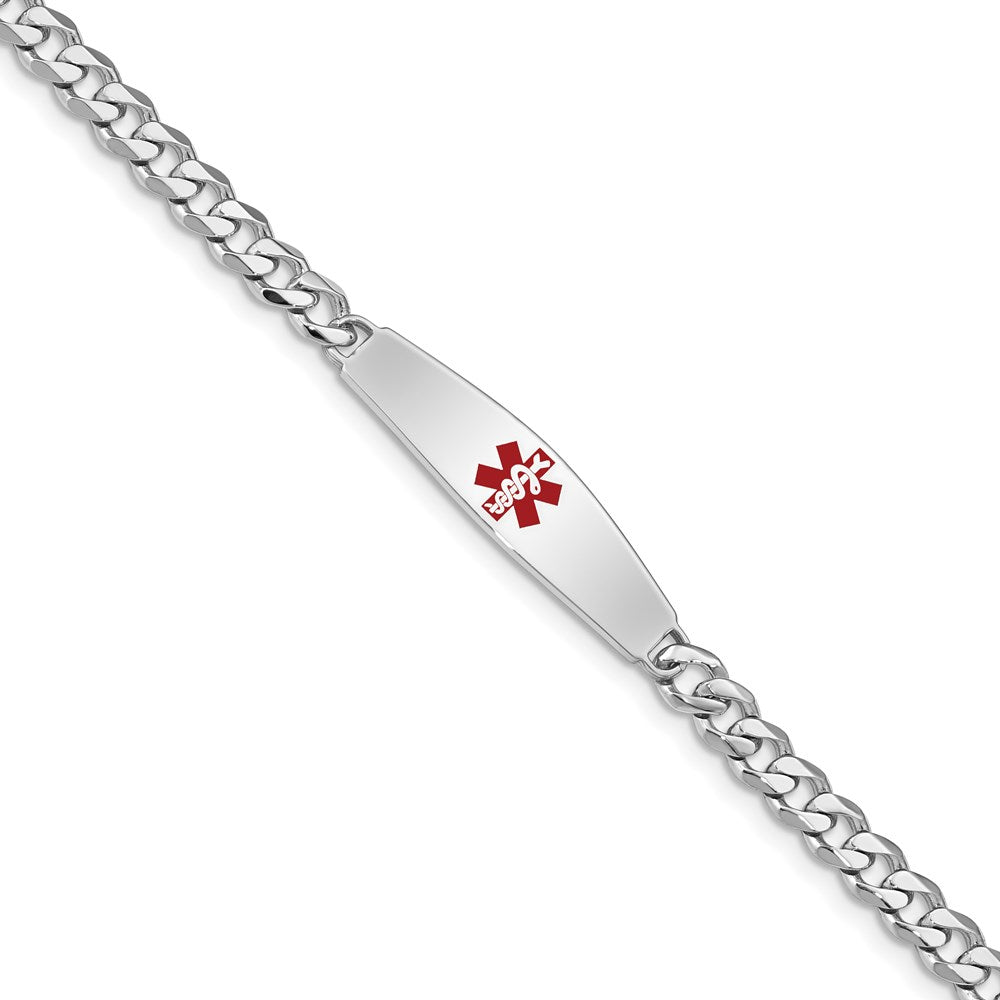 Sterling Silver Rhodium-plated Medical ID Bracelet w/Curb Link 7 inches