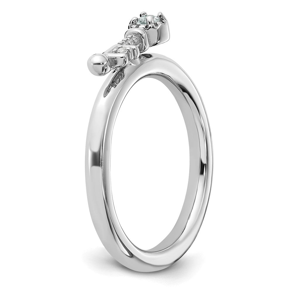 Sterling Silver Stackable Expressions Rhodium-plated White Topaz Key Ring Size -10
