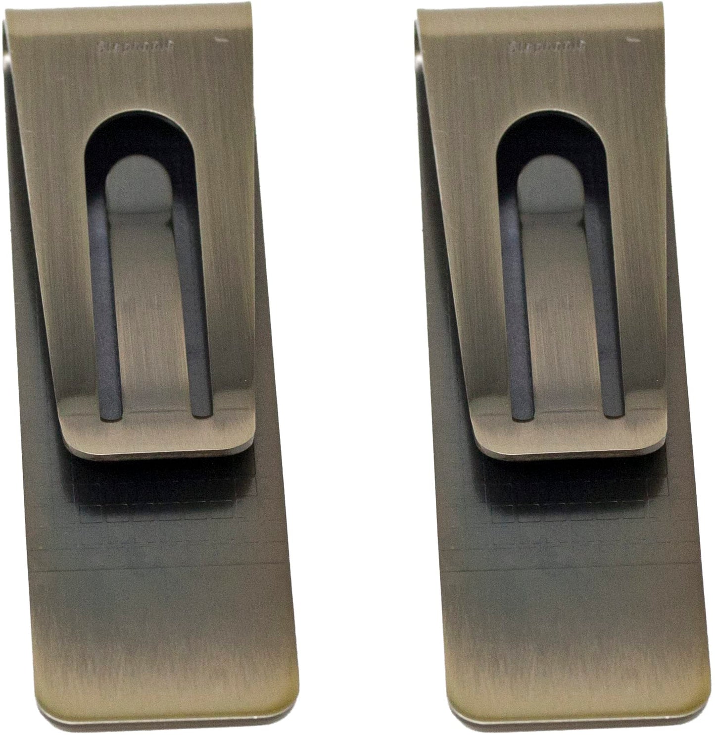 Set of 2 Chrome-Plated Slim Stainless Steel Money Clips in Brass (Pebble Grain)