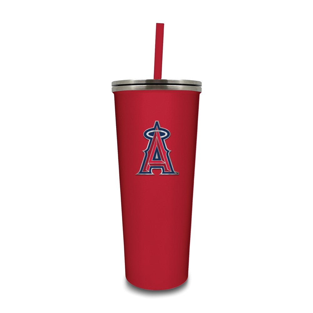 MLB Los Angeles Angels Stainless Steel 24 ounce Skinny Tumbler with Emblem and Straw