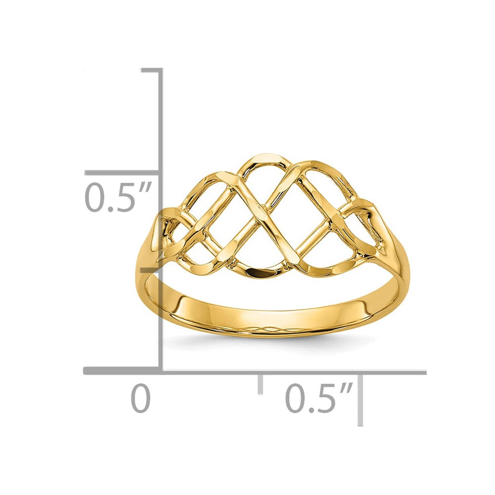 14k Polished & Diamond-Cut Fancy Ring Size 6