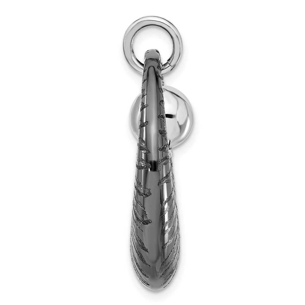 Sterling Silver Ruthenium-plated Polished & Textured Pendant