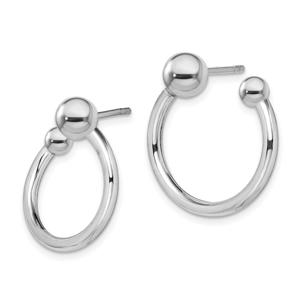 Sterling Silver Rhodium-plated Hoop Post Earrings