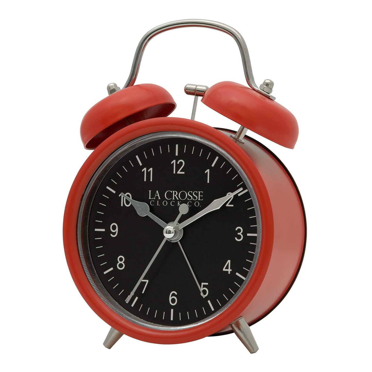 La Crosse Clock Red Twin Bell Quartz Analog Alarm Clock, 617-3314