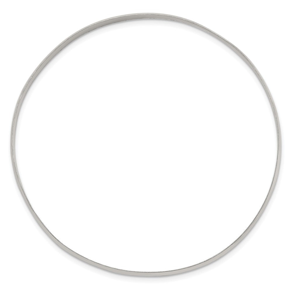 Sterling Silver 4mm Solid Polished Plain Slip-On Bangle Bracelet 7 inches