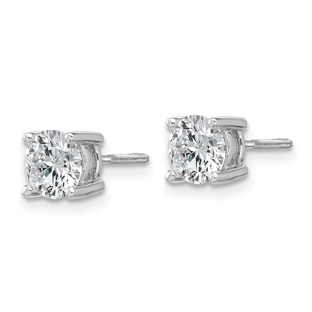 14k White Gold 1 1/2 ctw Lab Grown Diamond VS/SI+ G+ Round 4 Prong Heavy Wt. Screwback Stud Earrings
