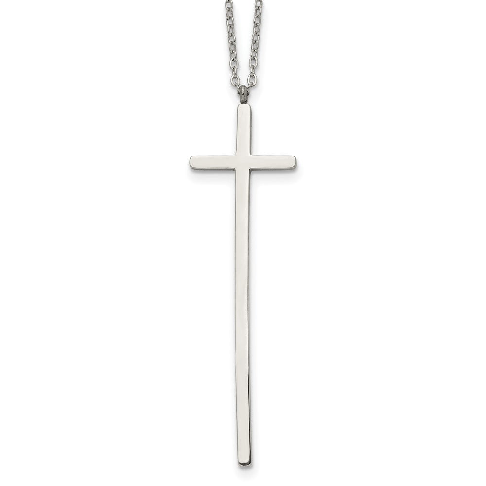 Stainless Steel Polished Cross 30in Necklace