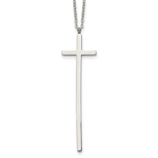 Stainless Steel Polished Cross 30in Necklace