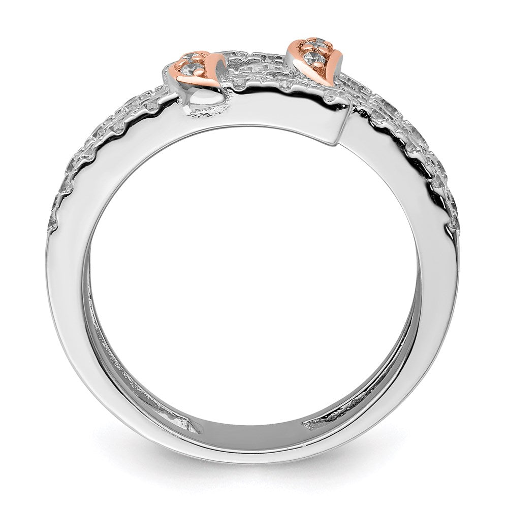 Sterling Silver & Pink Vermeil Polished CZ Ring