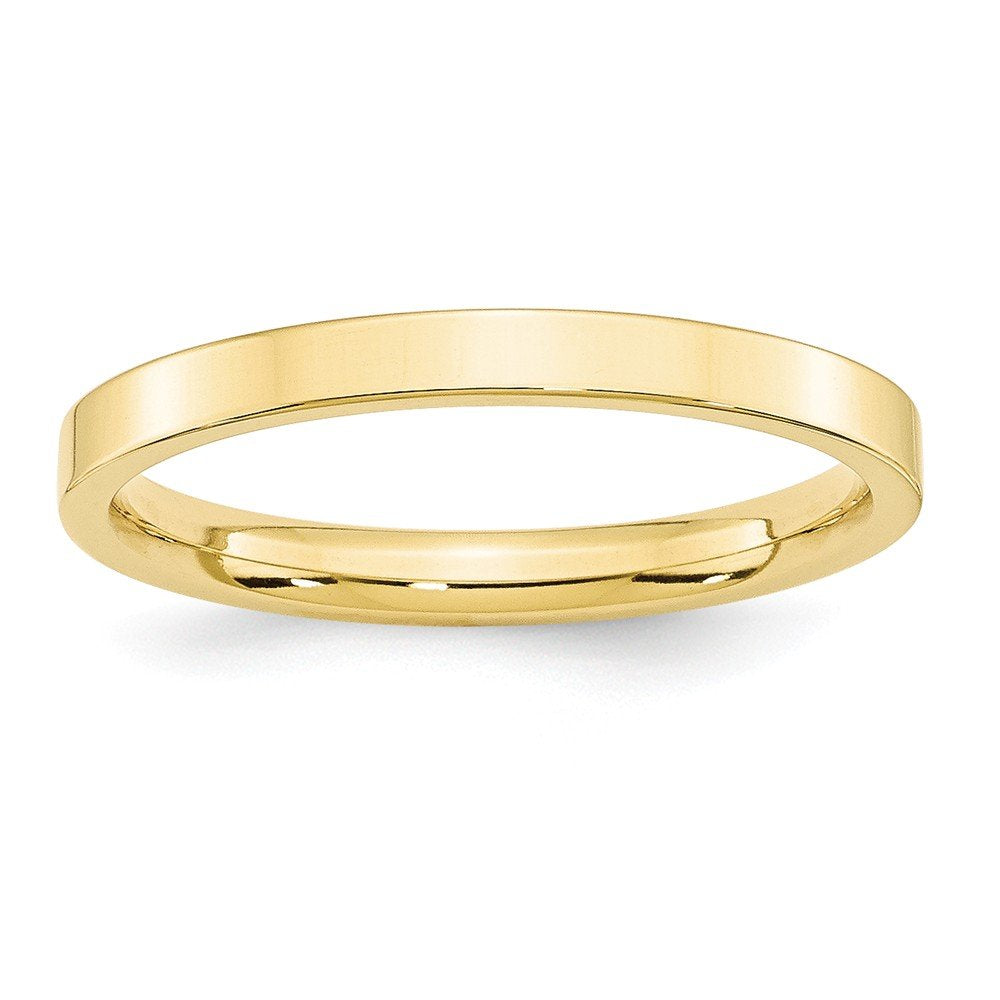 10k Yellow Gold 2.5mm Standard Weight Flat Comfort Fit Wedding Band Size 7