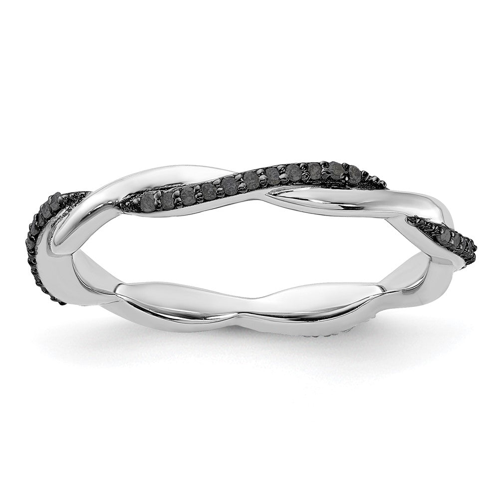 Sterling Silver Stackable Expressions Polished Black Diamond Ring Size -8