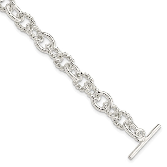 Sterling Silver 7.75inch Polished Fancy Link Toggle Bracelet 7.75 inches