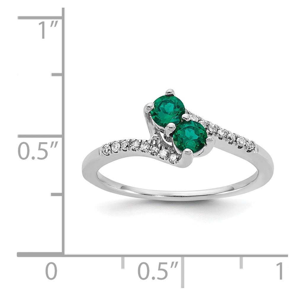 Sterling Silver CR Emerald & Diamond Ring