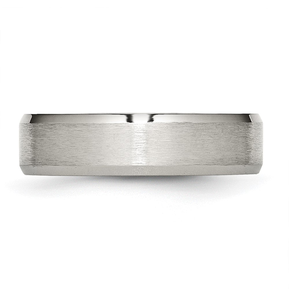 Titanium Brushed and Polished 6mm Beveled Edge Band Size - 11