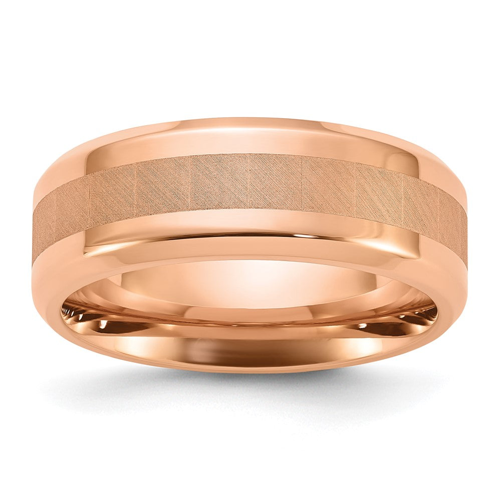 Chisel Titanium Polished Rose IP-plated Brushed Center 8mm Band Size - 9