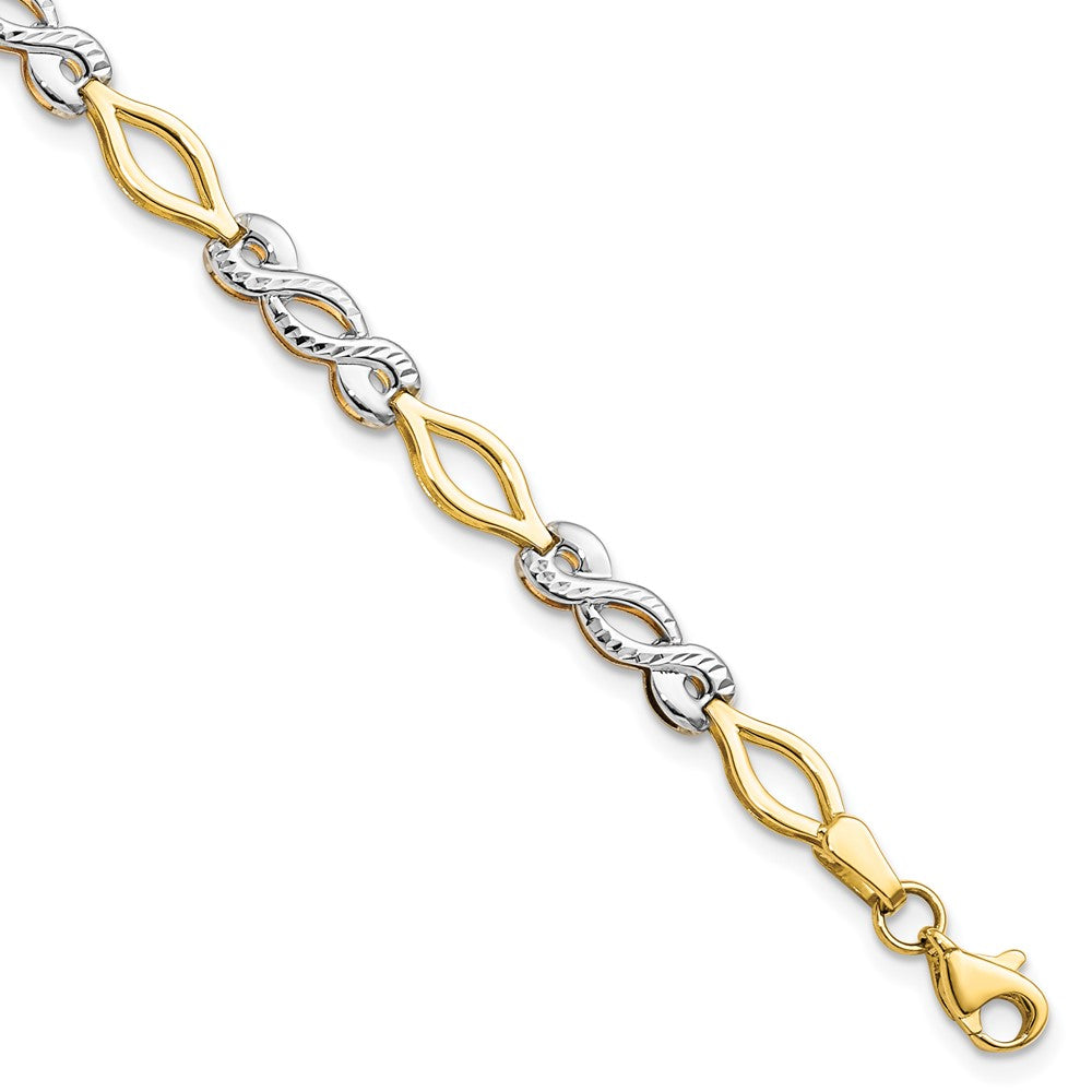 10K Two-tone Polished D/C Bracelet 7.5  inches